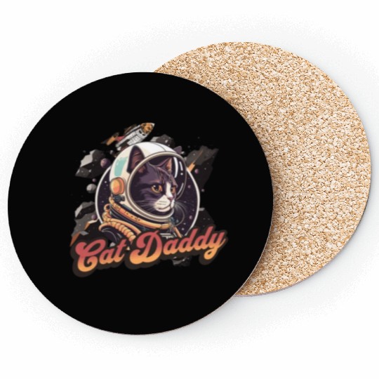 Astrocat Retro graphic Cat Daddy Vintage Eighties Coasters