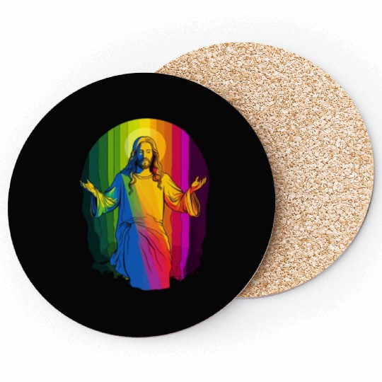 Rainbow Jesus: Embrace Love, Faith, and LGBTQ Coasters