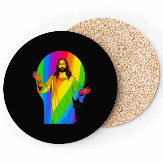 Rainbow Jesus: Embrace Love, Faith, and LGBTQ Coasters