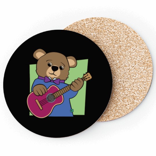 Bear Cub Guitar Music Coasters