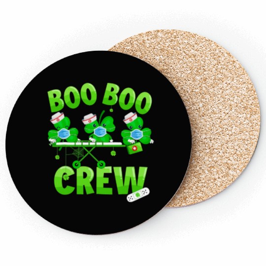 Boo Boo Crew Nurse St Patricks Day Shamrock Coasters
