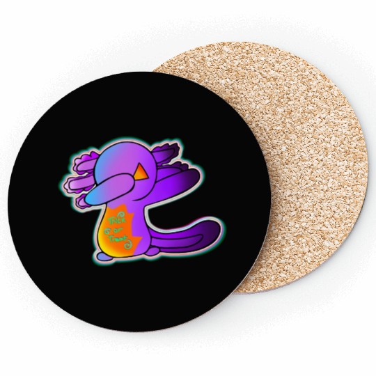 Jack O Lantern Axolotl Halloween Trick Or Treat 1 Coasters