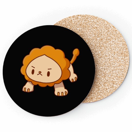 lion pushups kawaii pissed angry without a mat Coasters