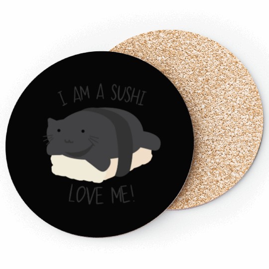 Funny cat sushi valentines day Coasters