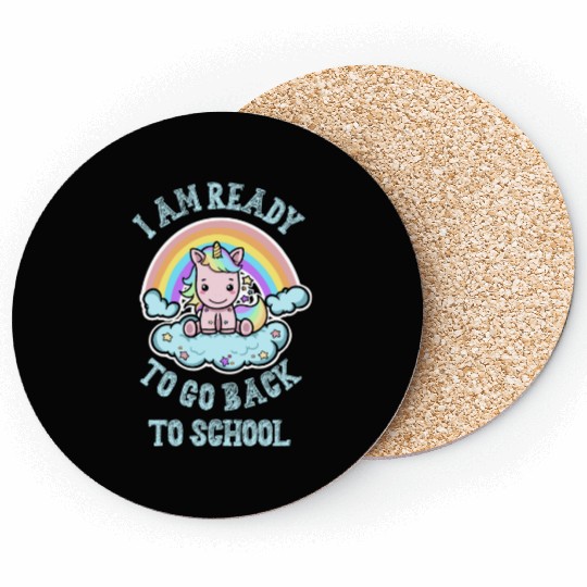 Ready to Go Back to School Kawaii Unicorn Rainbow Coasters