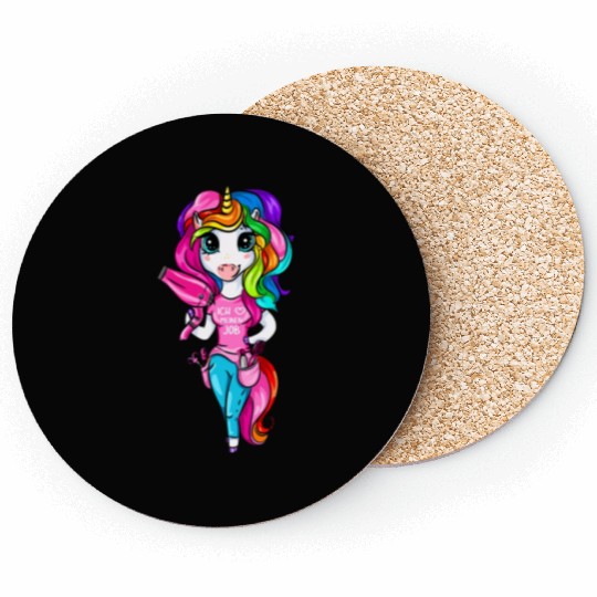 Hairdresser Unicorn Girl I Love My Job Coasters