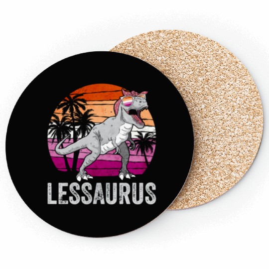 Lesbian Pride Flag Dinosaur Trex LGBTQ Coasters