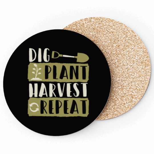Dig Plant Harvest Repeat Local Farm Lover Funny Coasters