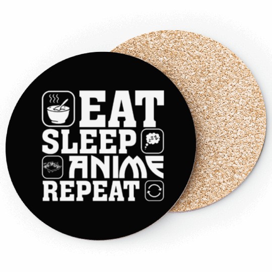 Eat Sleep Anime Repeat Kawaii Otaku Manga Japan Fa Coasters