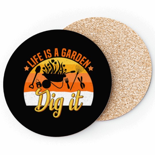 Life is a Garden Dig it Succulent Gardening Grass Coasters