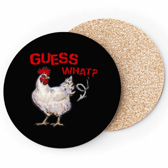 Funny Guess What Chicken Butt Farmer Chicken Buffs Coasters