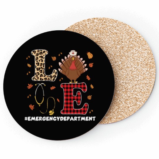 Emergency Department Thanksgiving Outfit Coasters