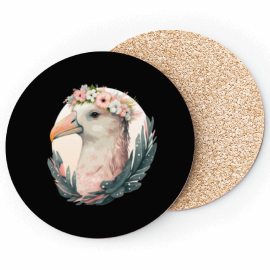 Cute Albatross Bird Flower Crown Floral Tropical B Coasters