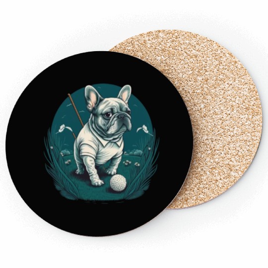 French Bulldog | Golf Sport Player Cute Frenchie Coasters