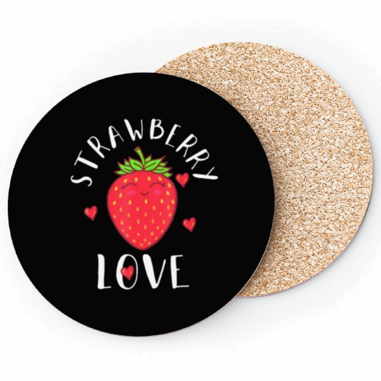 Strawberry Love Lover Fruit Smiling Farmer Greengr Coasters
