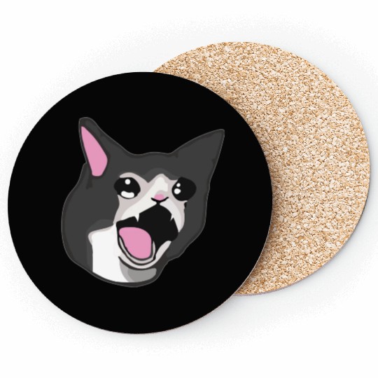 Yamero Crying Screaming Cat Meme Cute Japanese Coasters