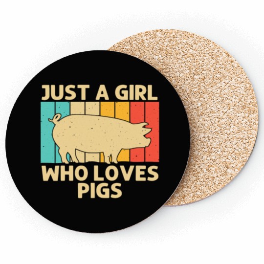 Funny Pig For Girls Kid Bacon Animal Lover Swine Coasters