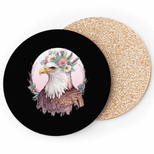 Birds Of Prey Bald Eagle Flower Crown Floral Birdi Coasters