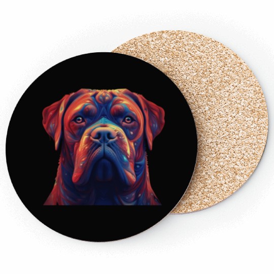 Psychedelic AI Dogue de Bordeaux Coasters
