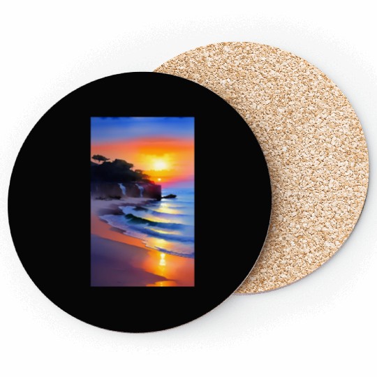 A sunrise with a seaside view Coasters