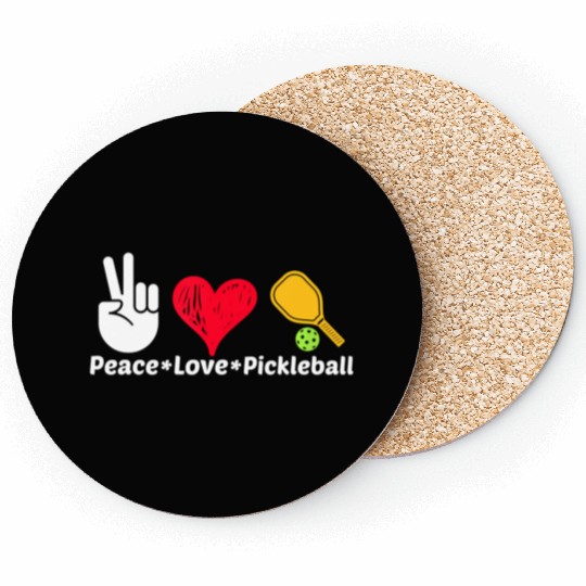 Paddleball Sports Mom Dad Retirement Peace Love Pi Coasters