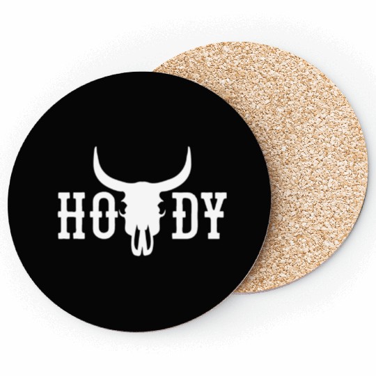 Howdy Cow Skull Western Cowboy Cowgirl Rodeo Howdy Coasters