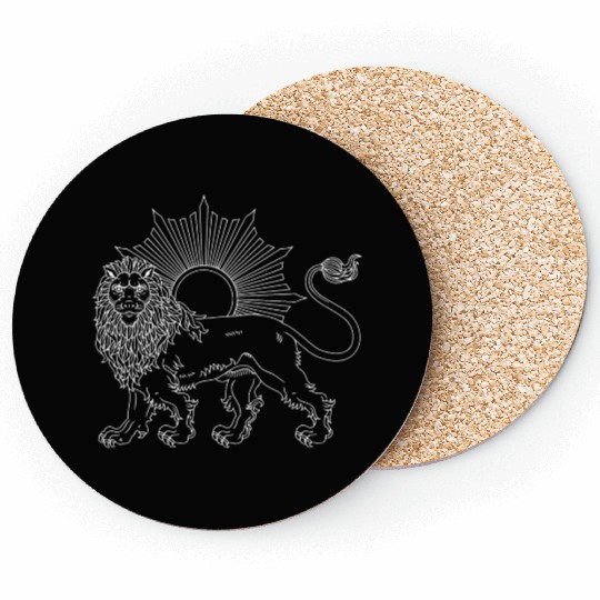 Lion and Sun White Coasters