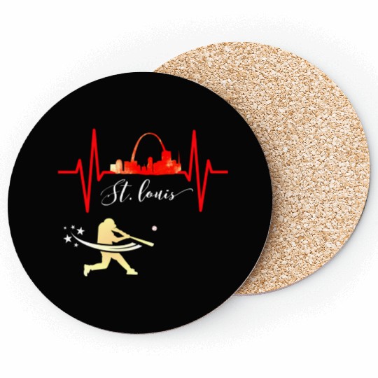 Saint Louis Red Cardinal Dress Heartbeat Baseball Coasters
