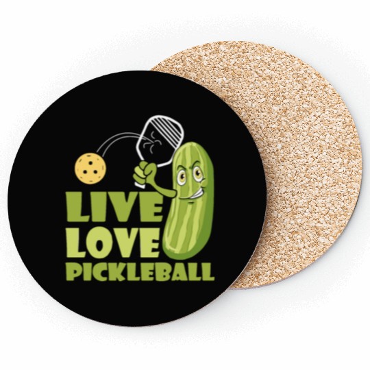 Live Love Pickleball Who Loves Pickle And Ball Coasters