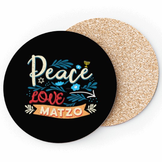 Passover Peace Love Matzo Funny Seder Jewish Holid Coasters