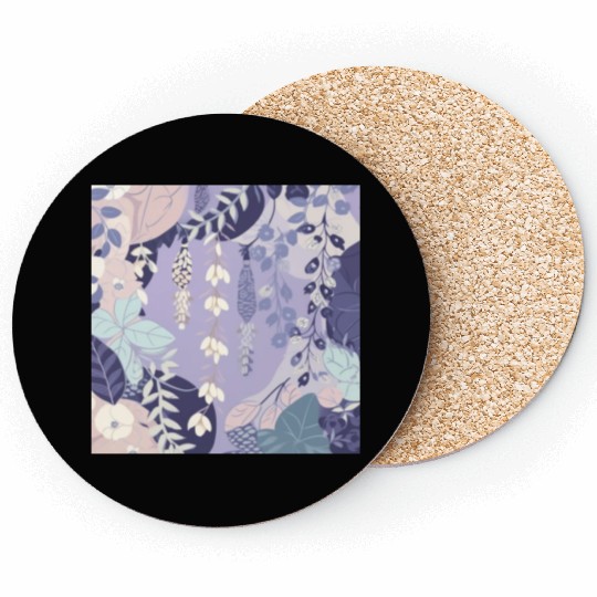 Wisteria Pattern, Japanese Kimono Fabric Pattern Coasters