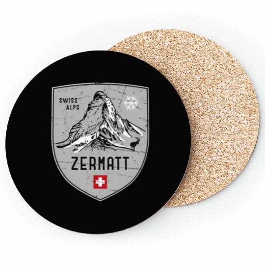 Zermatt Matterhorn Mountain Switzerland Emblem Coasters