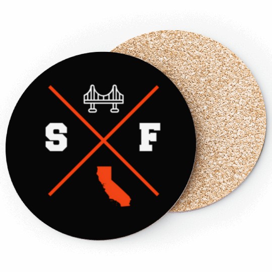 Sf San Francisco California Orange Outline Coasters