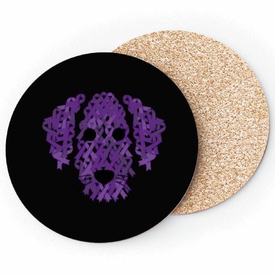 Purple Ribbon Dog Face Lupus Inspirational Awarene Coasters