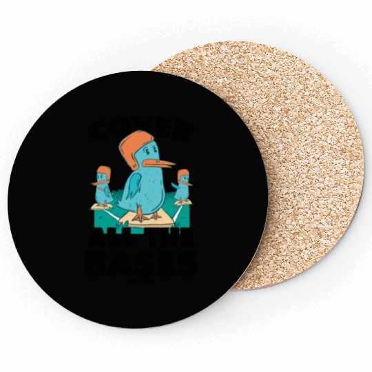 Baseball game with funny birds Coasters