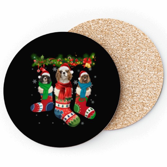 Three Cavalier King Charles Spaniel In Sock Coasters