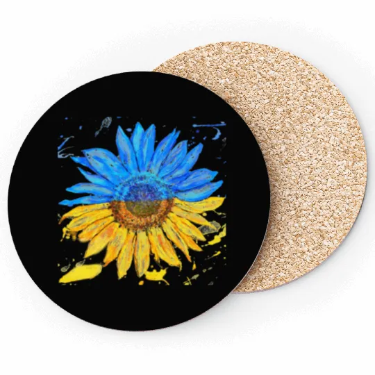 Ukraine Flag Sunflower Ukrainian Support Coasters