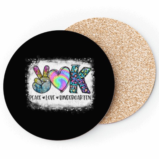 Peace Love Kindergarten Teacher Appreciation Retro Coasters
