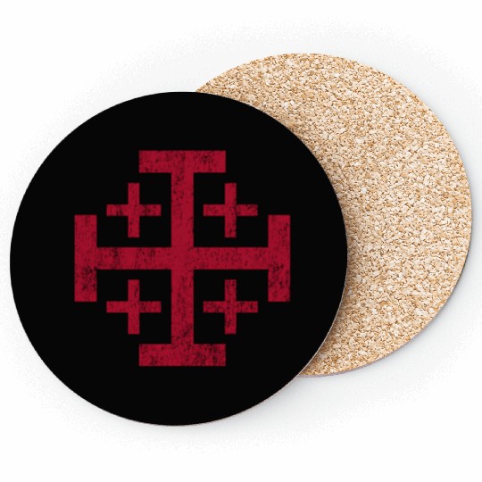 Distressed Jerusalem Cross Knights Templar Coasters