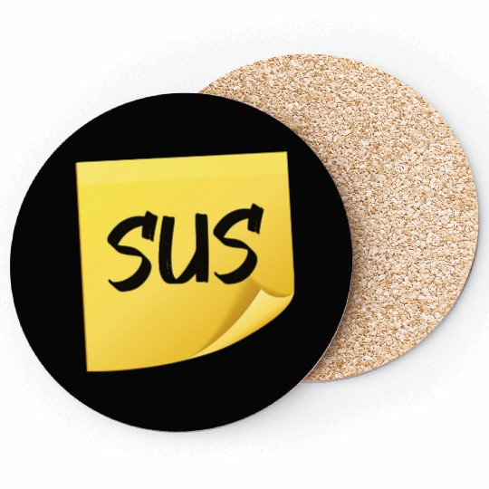 Among Us SUS suspicious postit note 1 Coasters