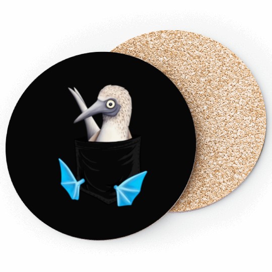 Bird Drawing Fancy Blue Foot Booby In Pocket Coasters
