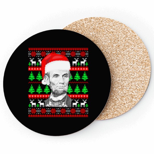Abraham Lincoln Santa Ugly Coasters