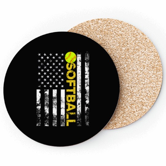 American Flag Softball Team Coasters