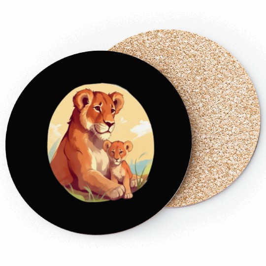Lion Cub with mother Coasters