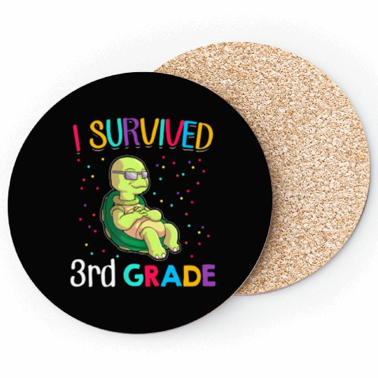Turtle 4th Grade Boys Back to School Teacher Outfi Coasters