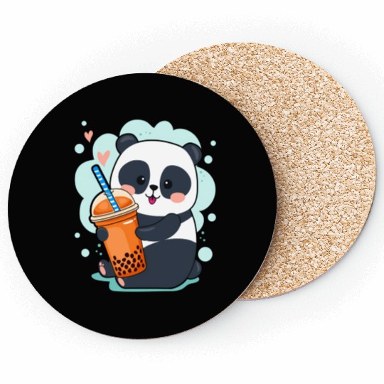 Kawaii Panda Anime Boba Drink Bubble Tea Tapioca Coasters
