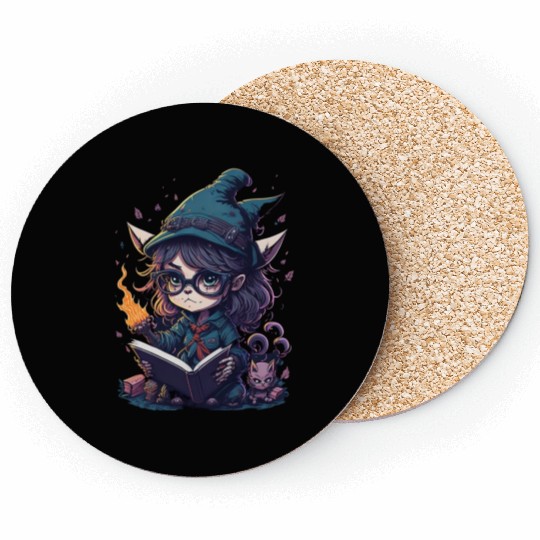 Cat reading book Coasters