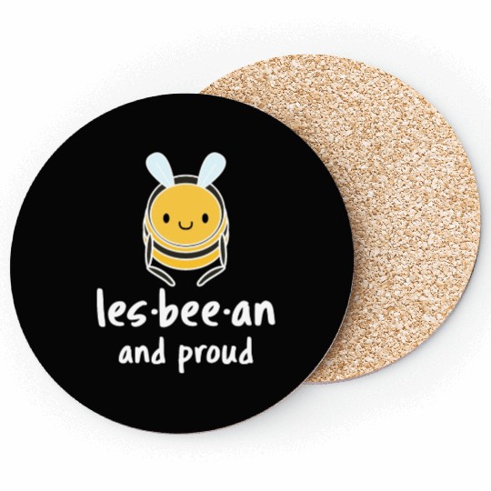 Lesbeean and Proud Bee Lesbian Coasters Womens Gay