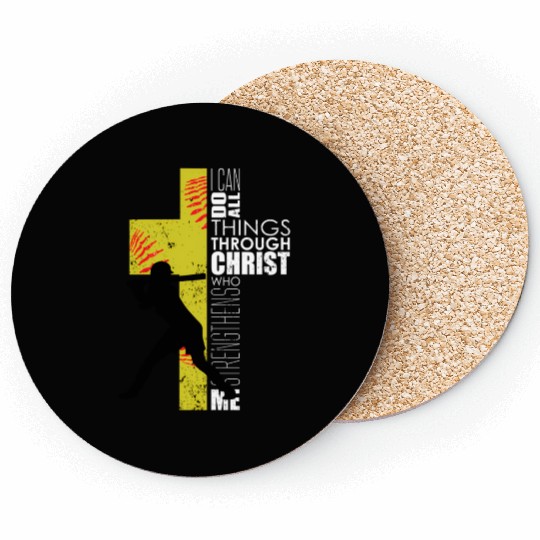 Softball Playersn Christian Religious Coasters