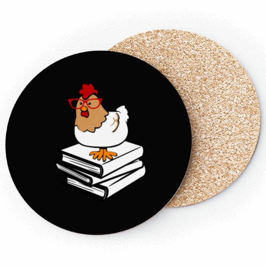 Chicken Book Nerd Love Reading Farm Coasters